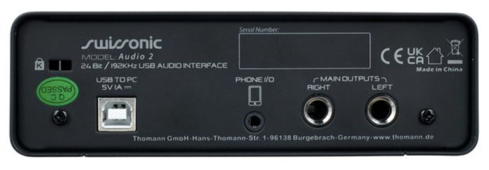 Swissonic Audio 2 : Audio 2 rear