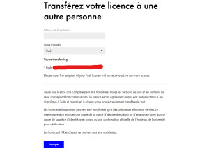 Transfert licence Ableton Push 2