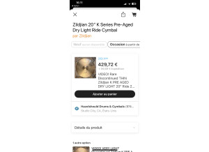 Zildjian K Pre-Aged Dry Light Ride 20'' (15687)