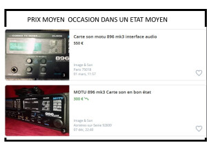 PRIX MOYEN  OCCASION CARTE SON MOTU MK 3. 450€