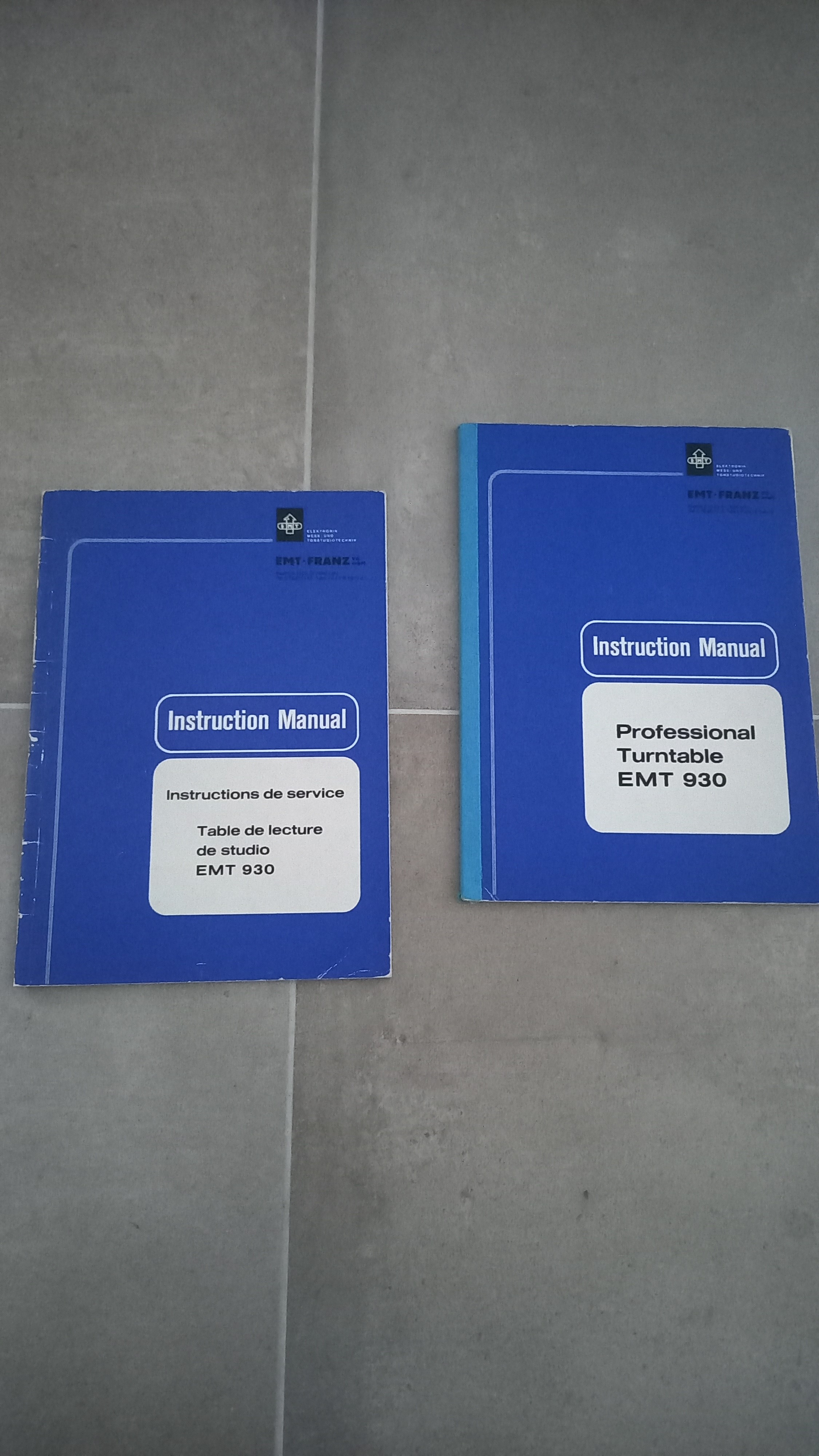 VENDS NOTICES TECHNIQUES COMPLETES POUR TD EMT 930