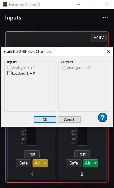 Mixer Loopback Focusrite