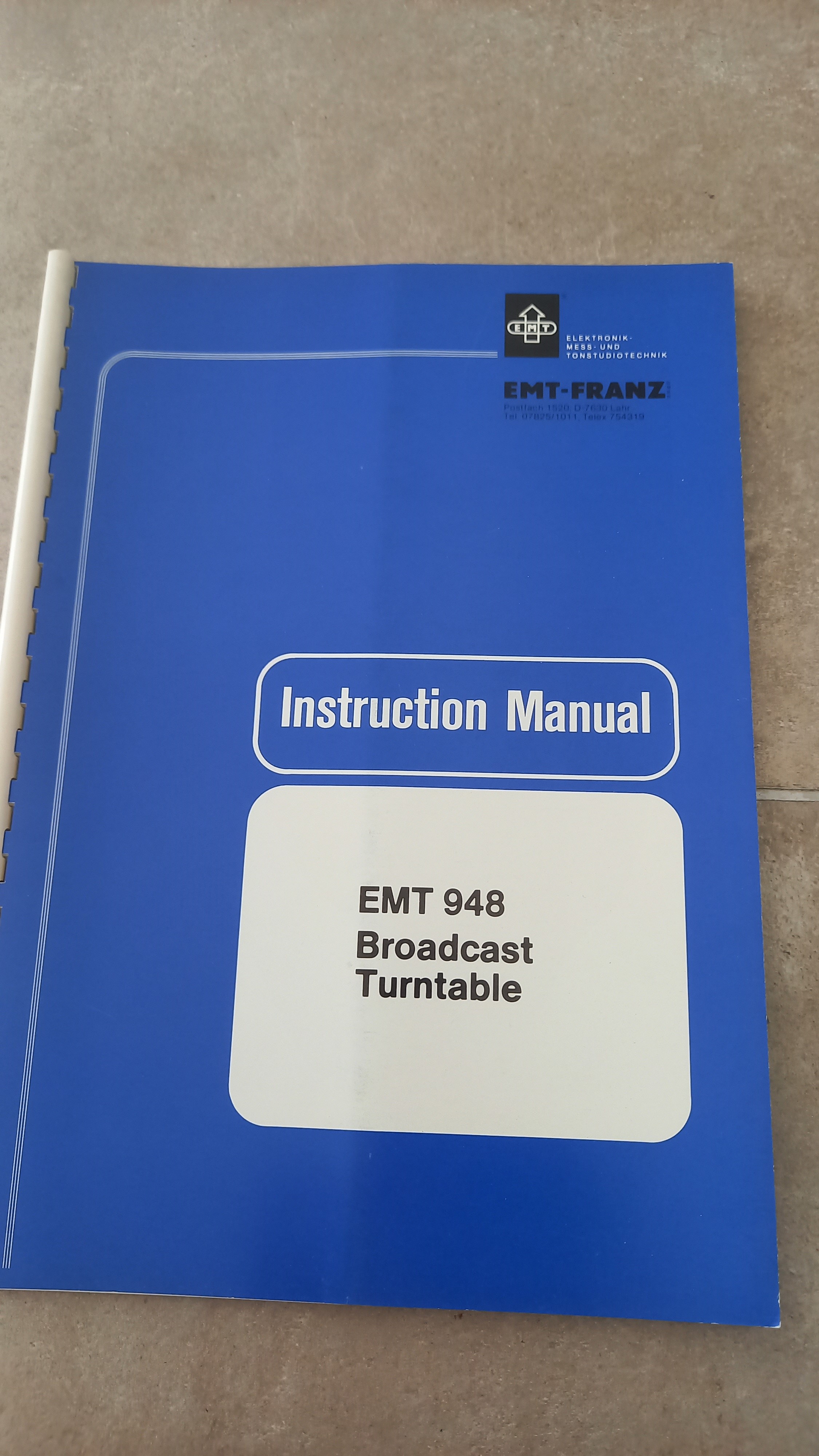 VENDS NOTICE TECHNIQUE EMT 948 