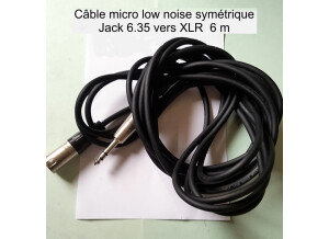 Câble micro low noise symétrique Jack 6.35 XLR 6 m