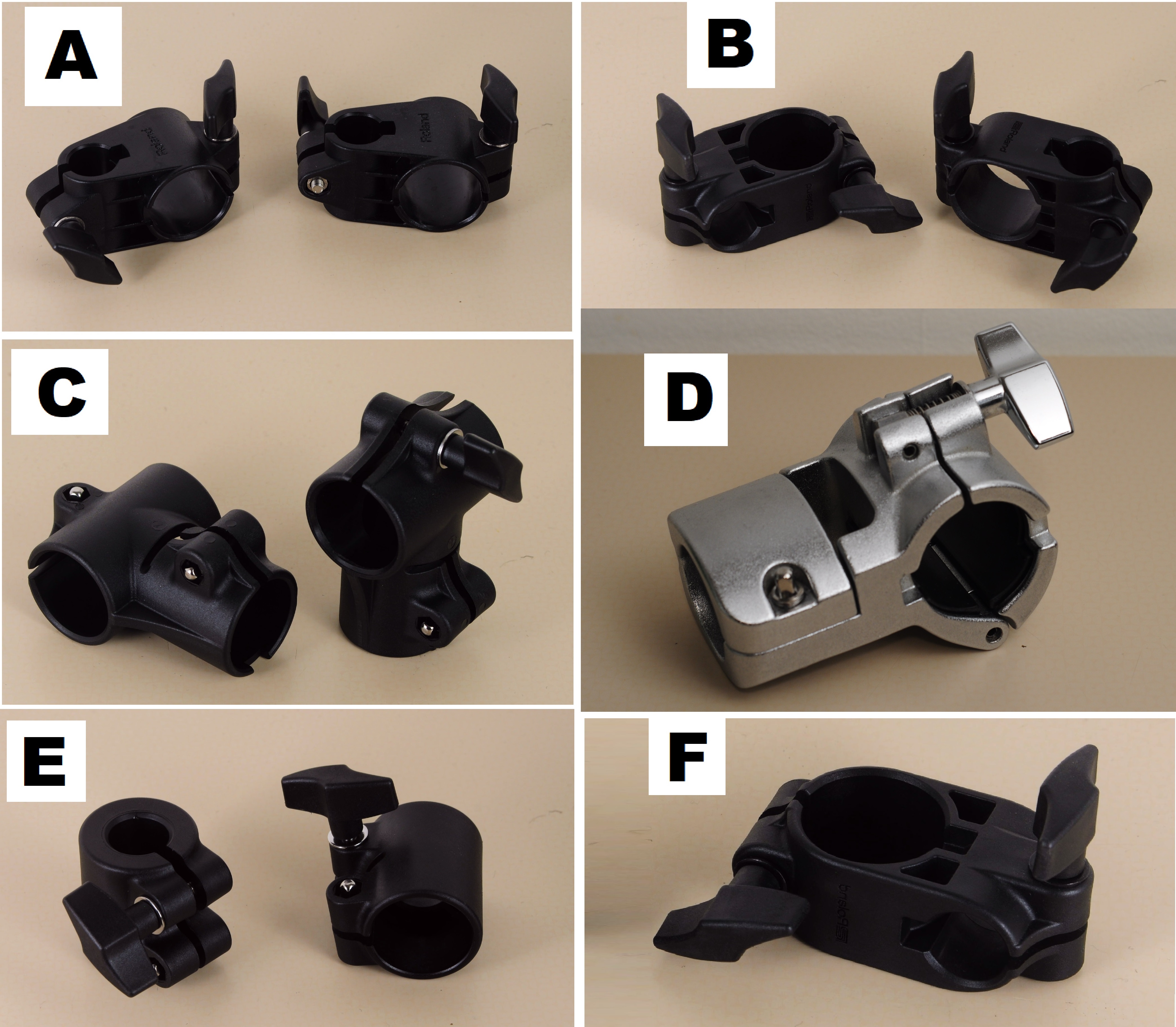 Clamps et accessoires pour rack batterie éléctronique ROLAND