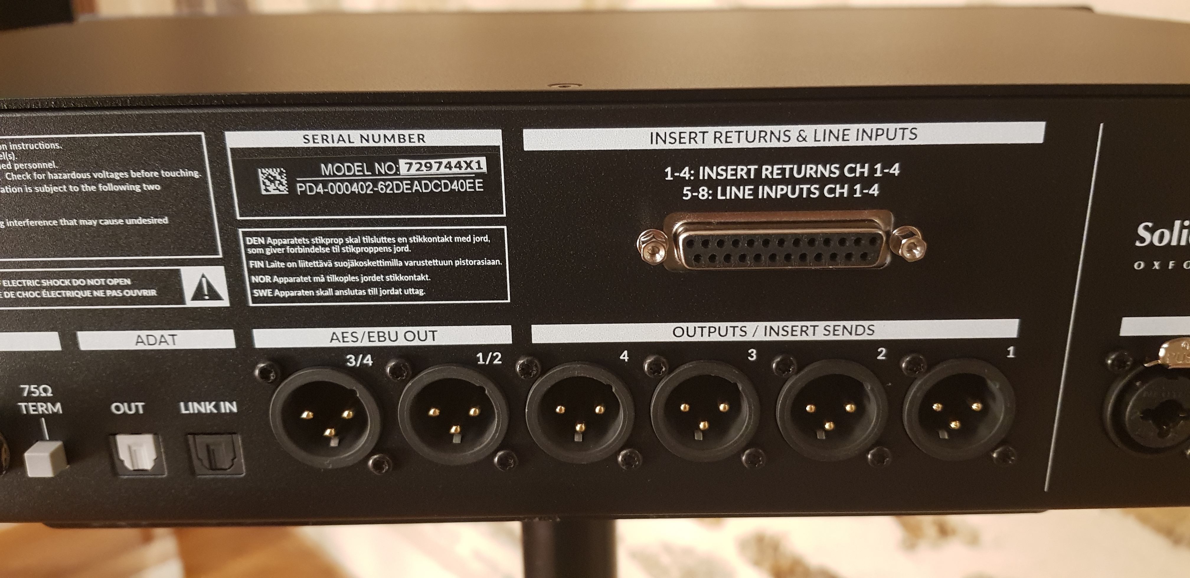 SSL Pure Drive Back Inserts Outputs