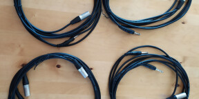 Lot divisible de 8 câbles XLR mâle vers jack 6,35 TRS - L3m