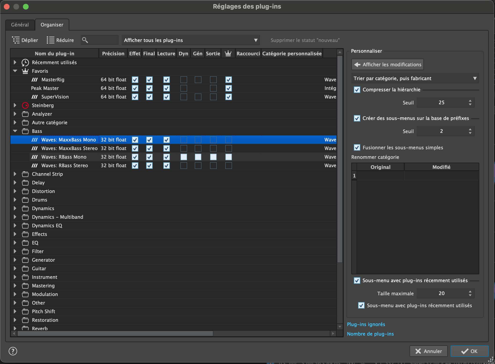 Steinberg Wavelab Pro 12 : pluginmanagement