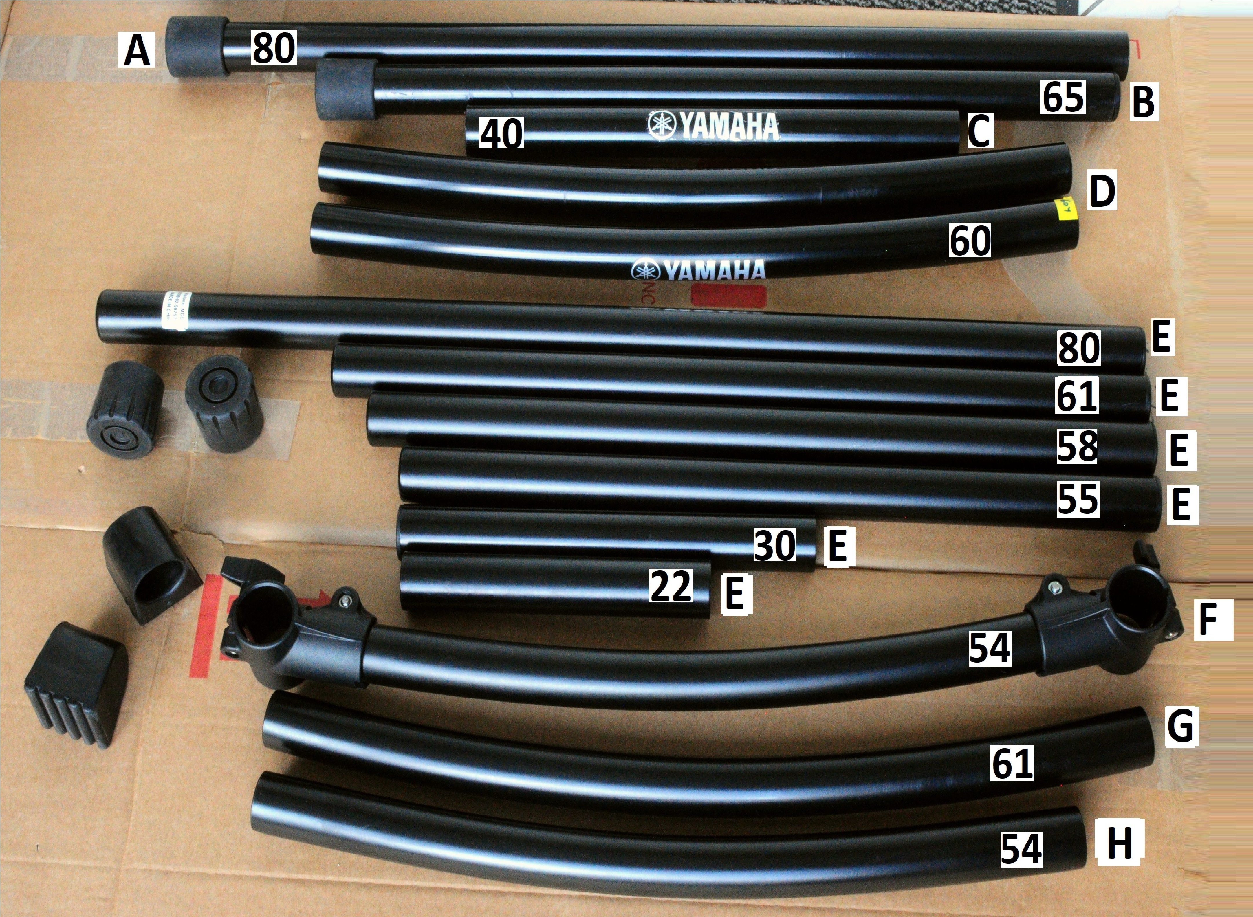 Tubes et T-clamps pour rack de batterie éléctronique ROLAND ET YAMAHA