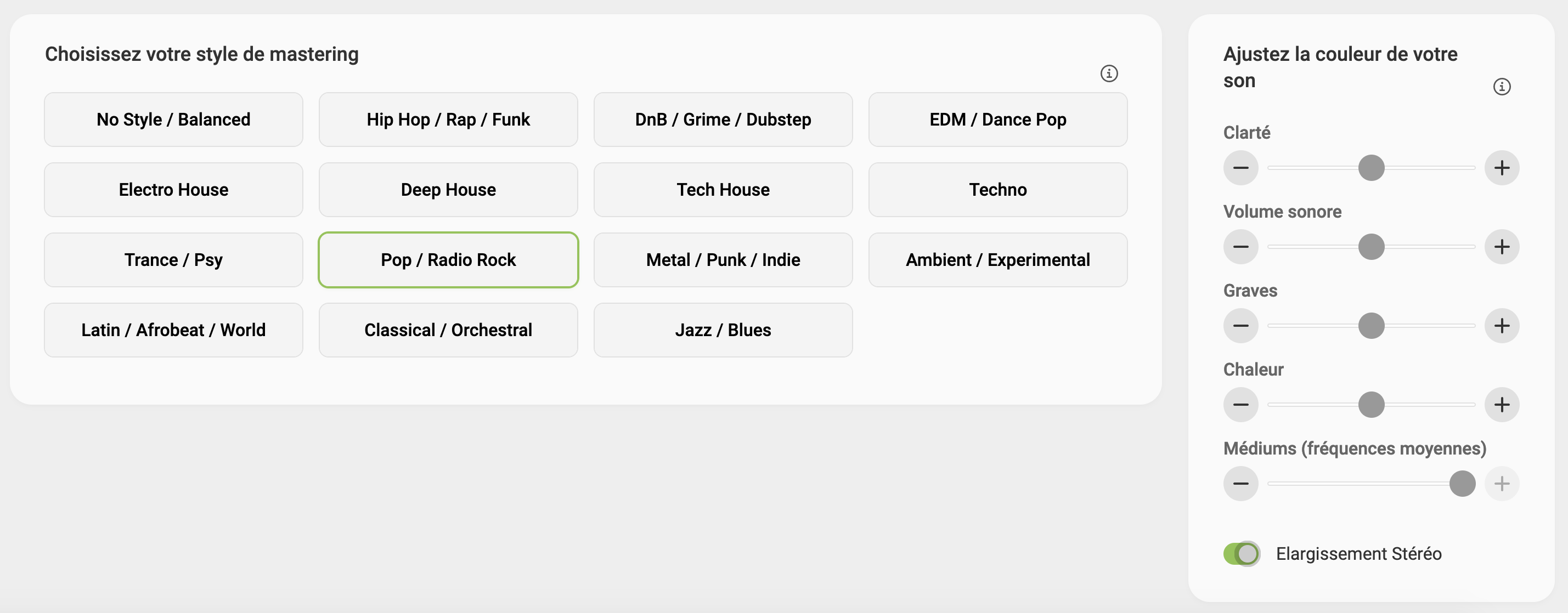 style param&egrave;tres