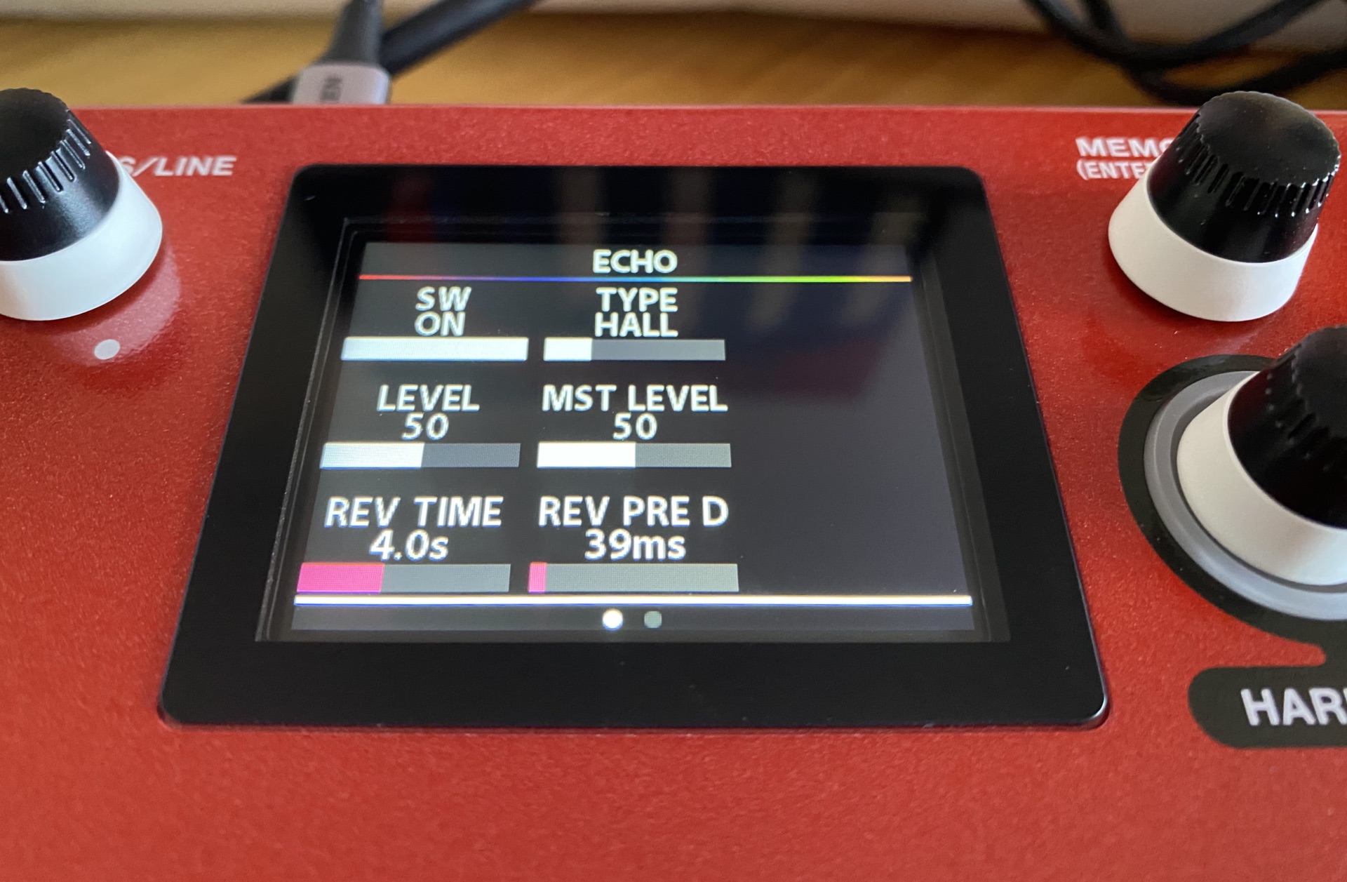 Boss VE-22 Vocal Performer : VE-22 Display Reverb