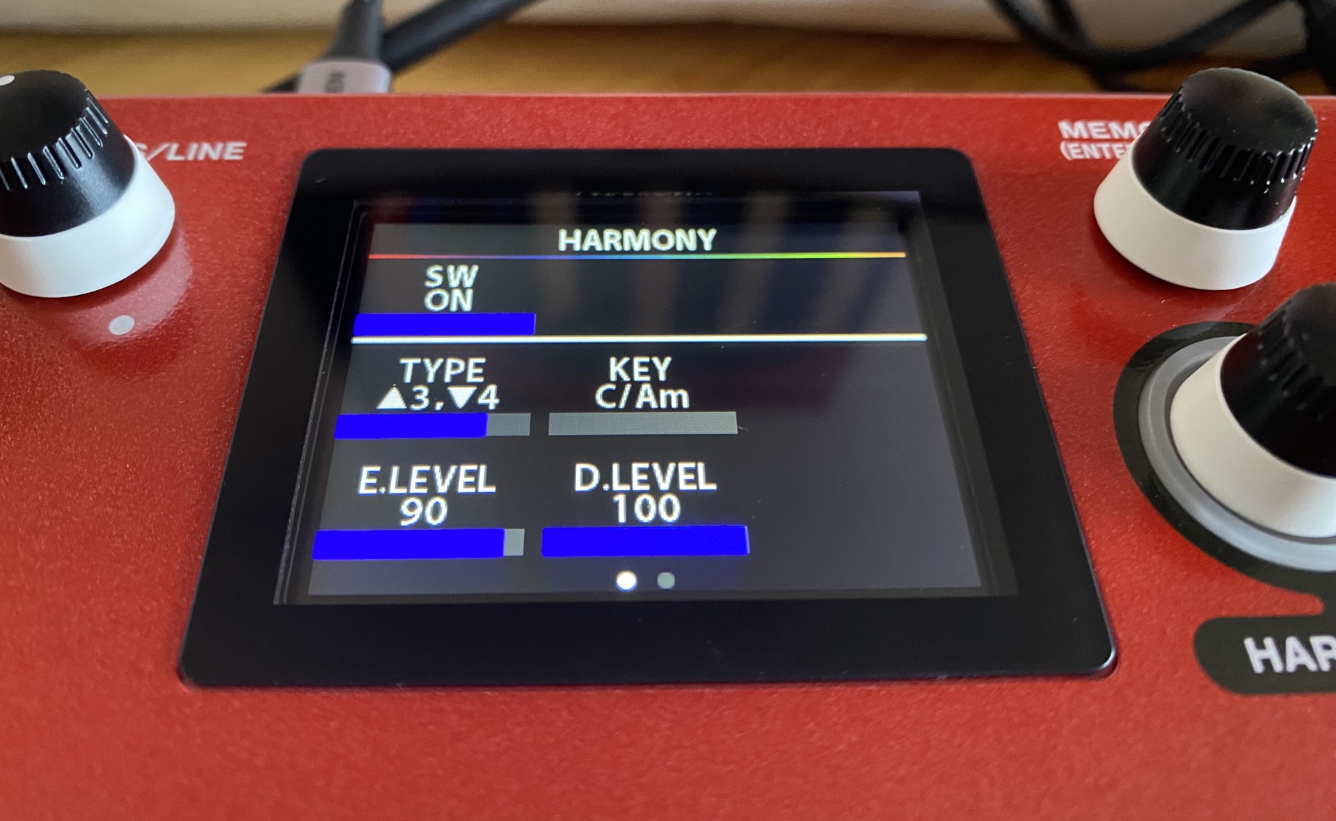 Boss VE-22 Vocal Performer : VE-22 Display Harmony 4