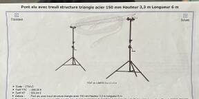 Pont alu avec treuil structure triangle acier 150 mm Hauteur 3,3 m Longueur 6 m
