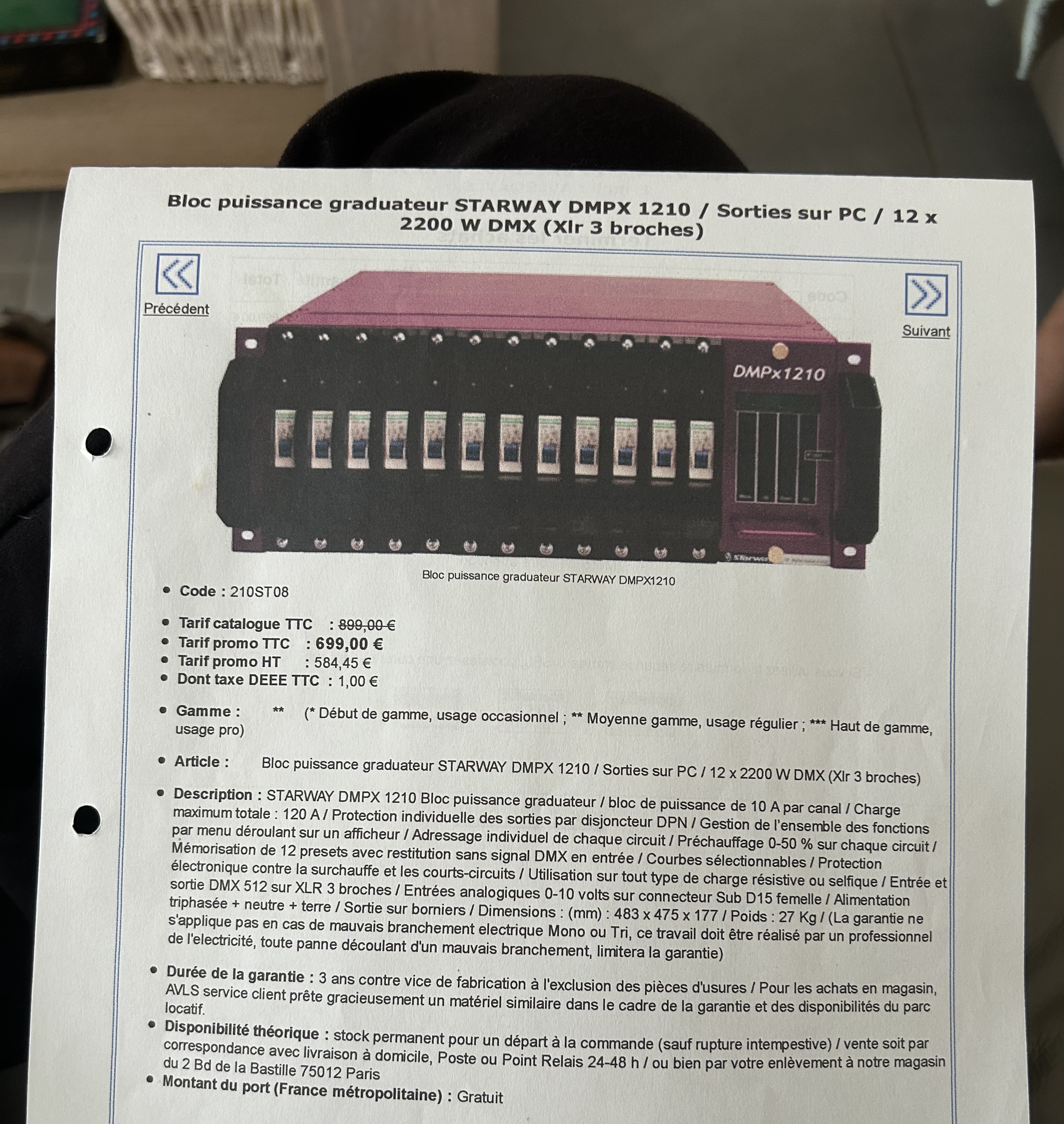 Bloc puissance graduateur STARWAY DMPX 1210 / Sorties sur PC / 12 x 2200 W DMX (Xir 3 broches)