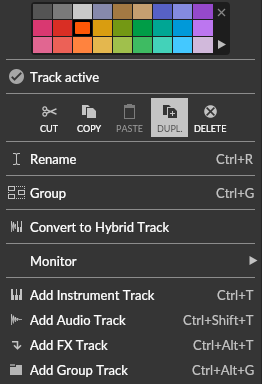 Bitwig-Menu