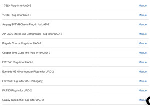Liste Plugins UAD2 1:3