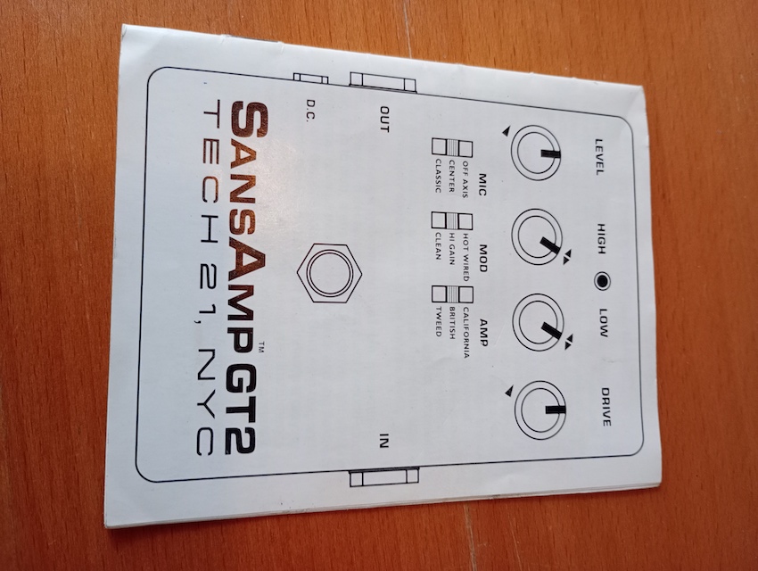 Manuel d'origine SansAmp GT2 1995