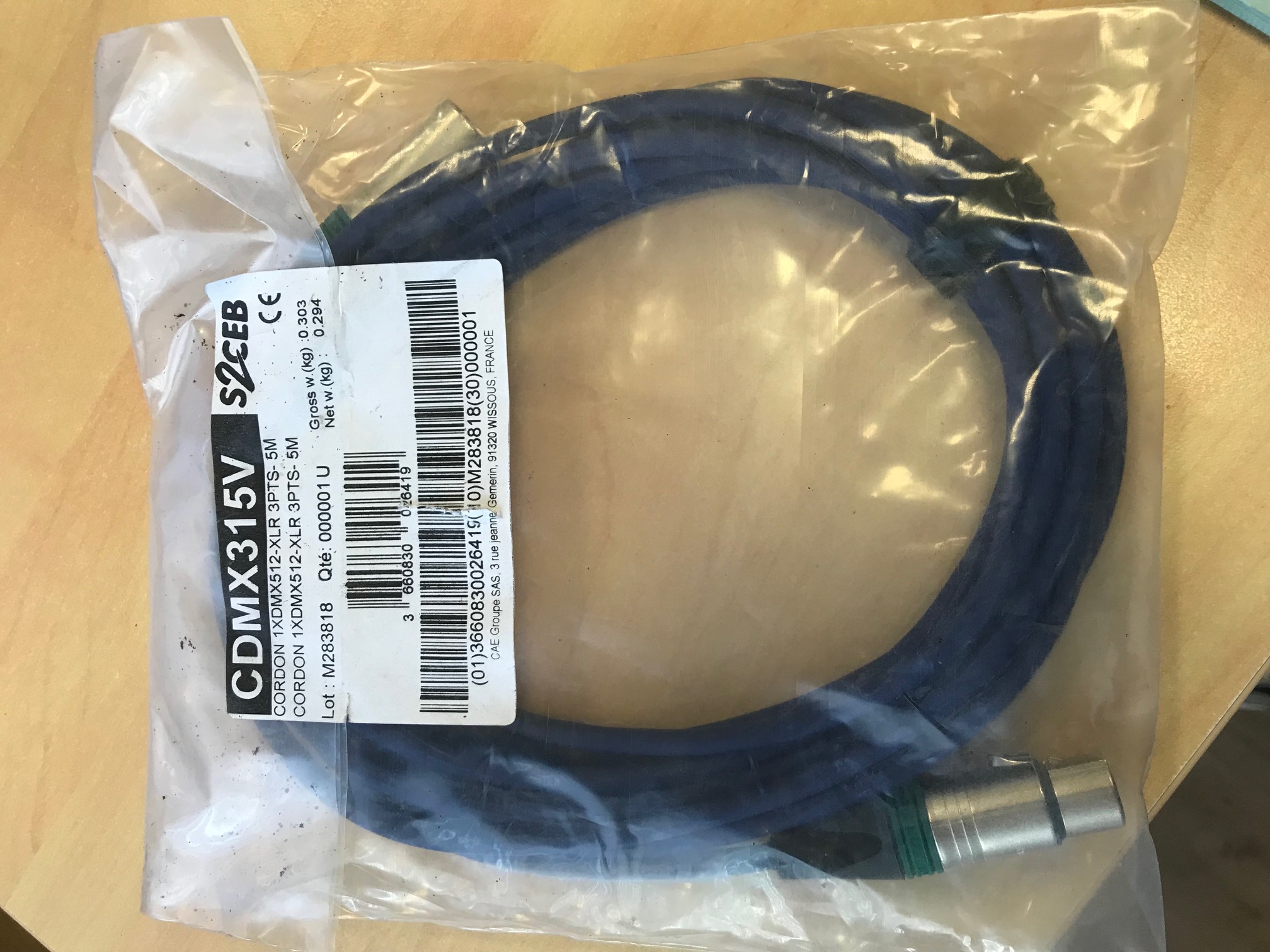 CABLE XLR DMX 512 - 3points - 5M Torsadé blindé