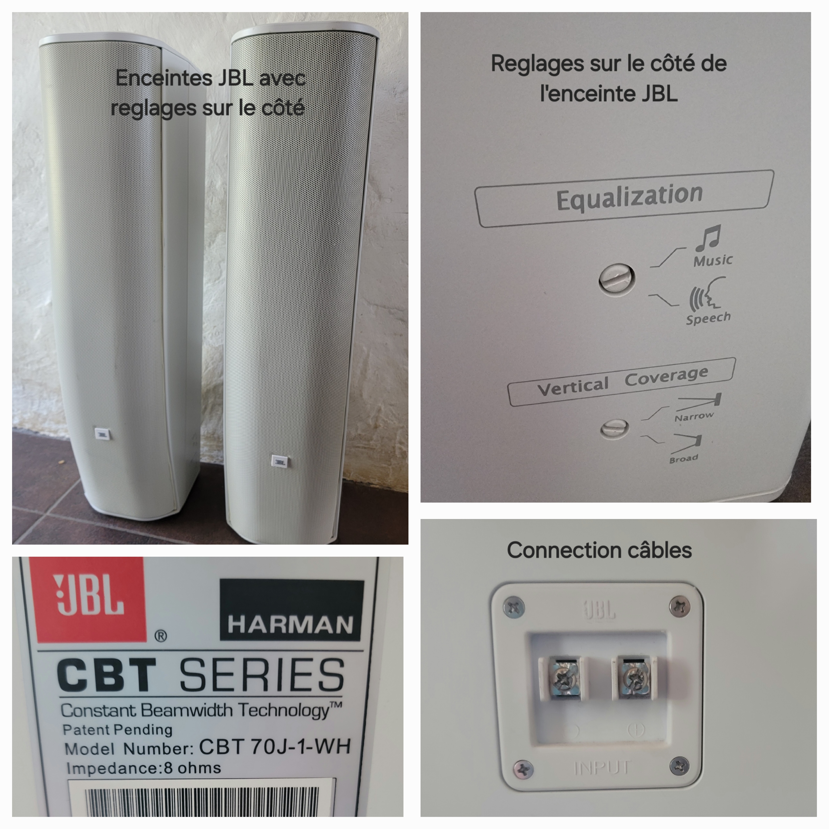 Vends Enceintes JBL CBT70J-1- WH (Enceintes passives)