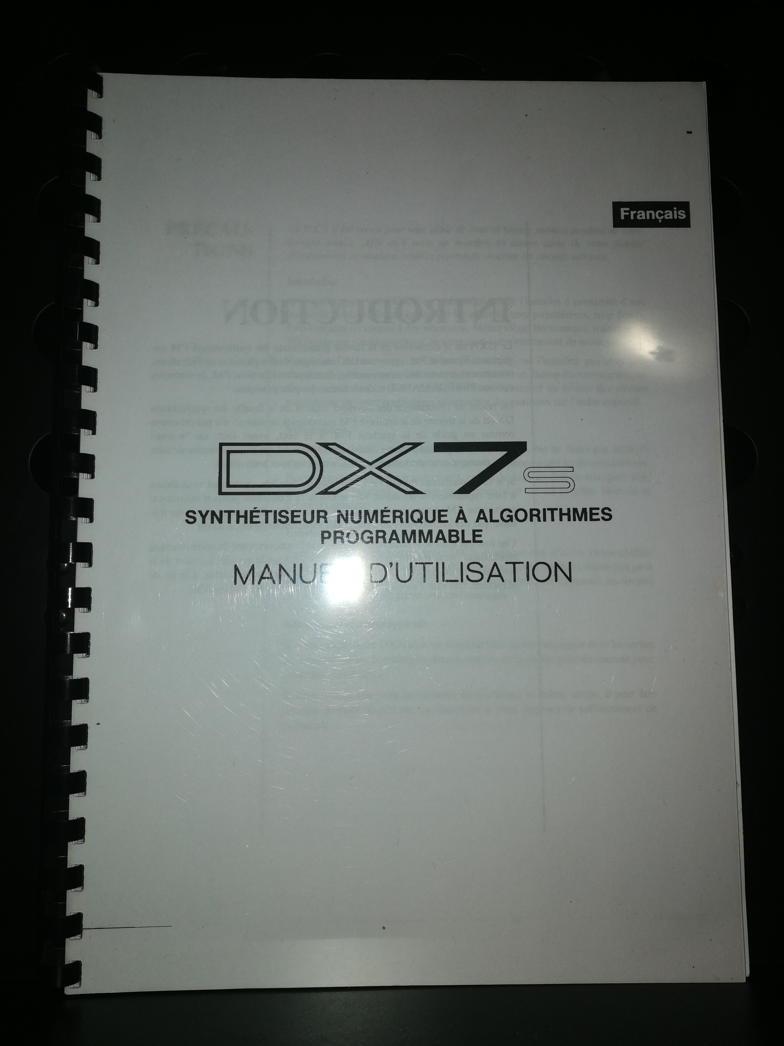 Vends manuel Yamaha DX7S