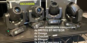 Vends Lot non dissociable de 4x Lyre Spot Led 100W BRITEQ + 2x Flight-Case + Accessoires