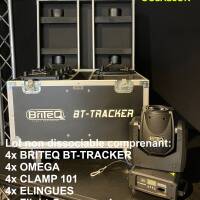 Vends Lot non dissociable de 4x Lyre Beam Lampe 1R BRITEQ BT-TRACKER + Flight-Case + accessoires