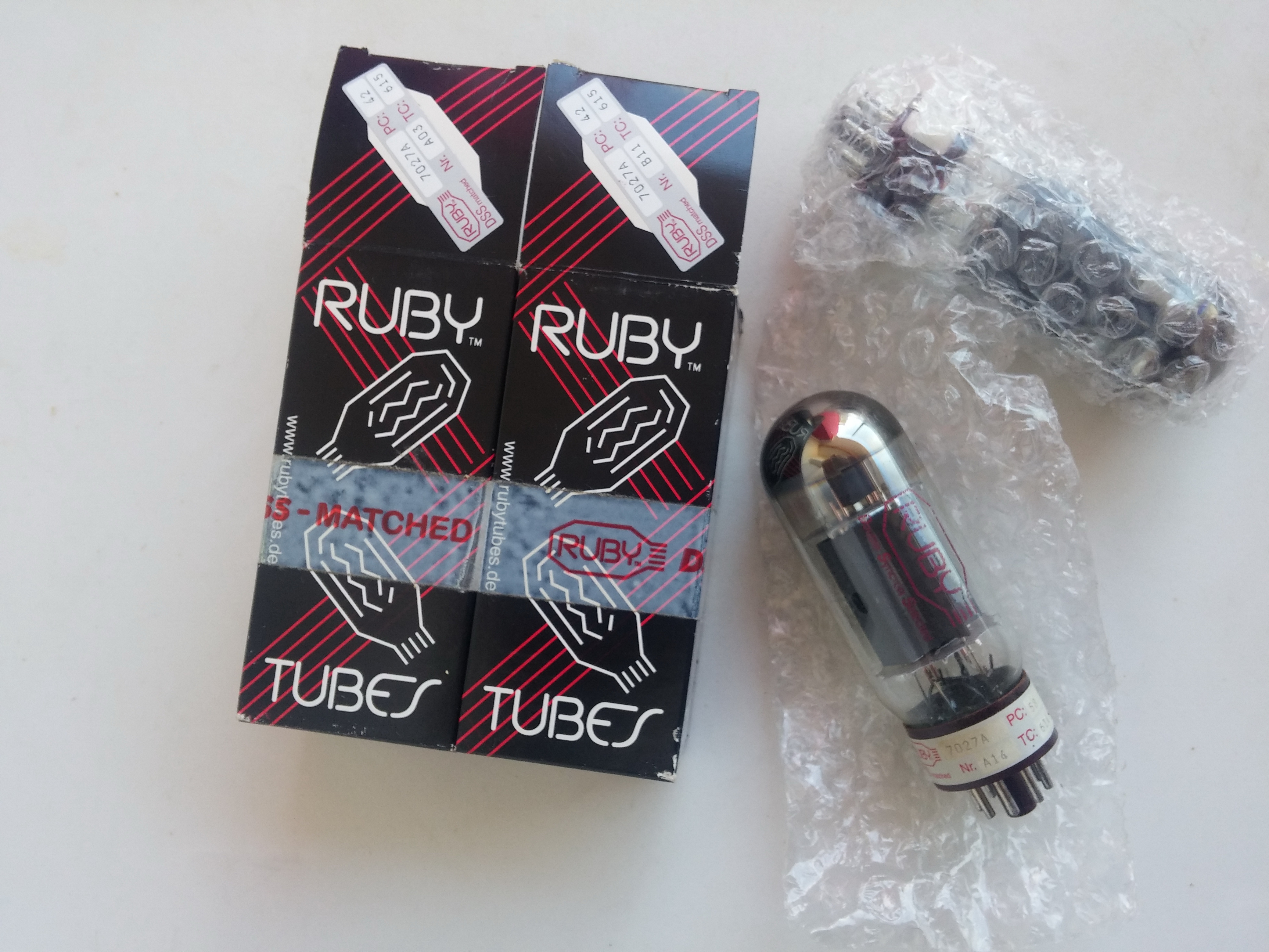 2 tubes rares, 7027A RUBY appairés, neufs
