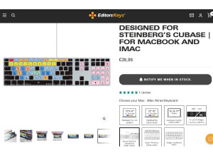 Editors Keys Couvre clavier Cubase pour Clavier Usb Mac (52123)