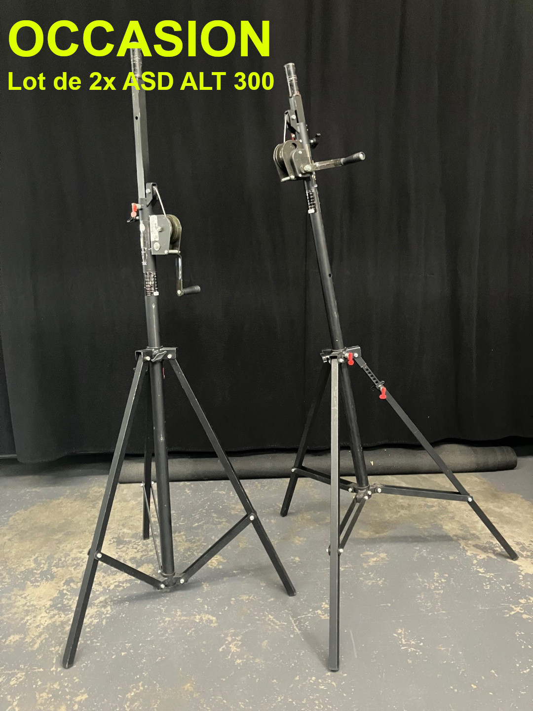 Vends d'occasion Lot de 2x ASD ALT 300 pied de levage sono (non dissociable)