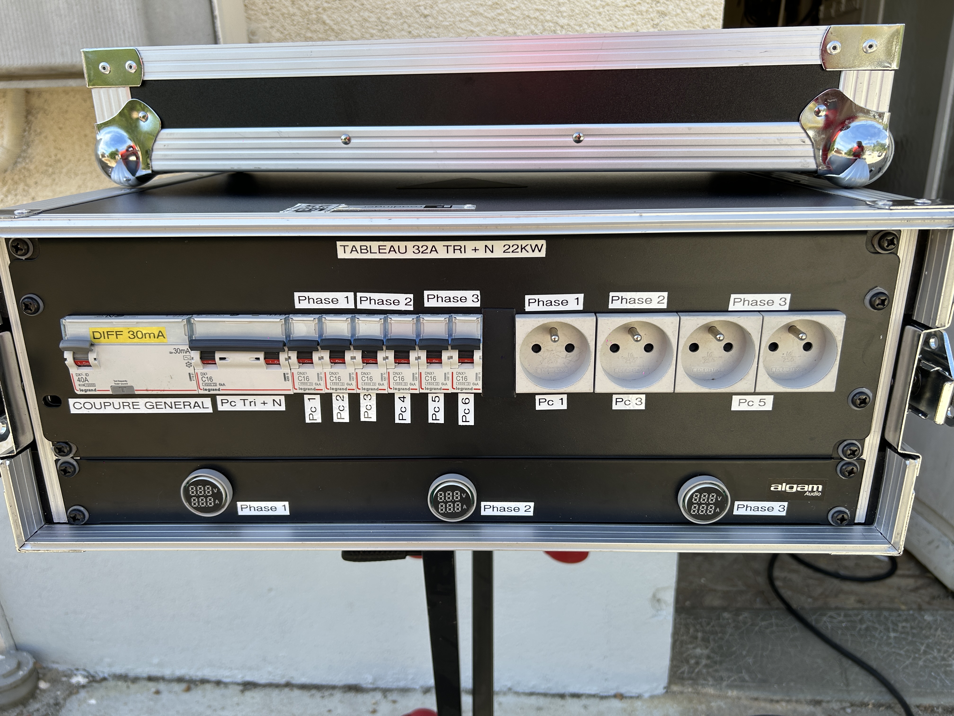 Tableau électrique Tri+N 32A avec rallonge 