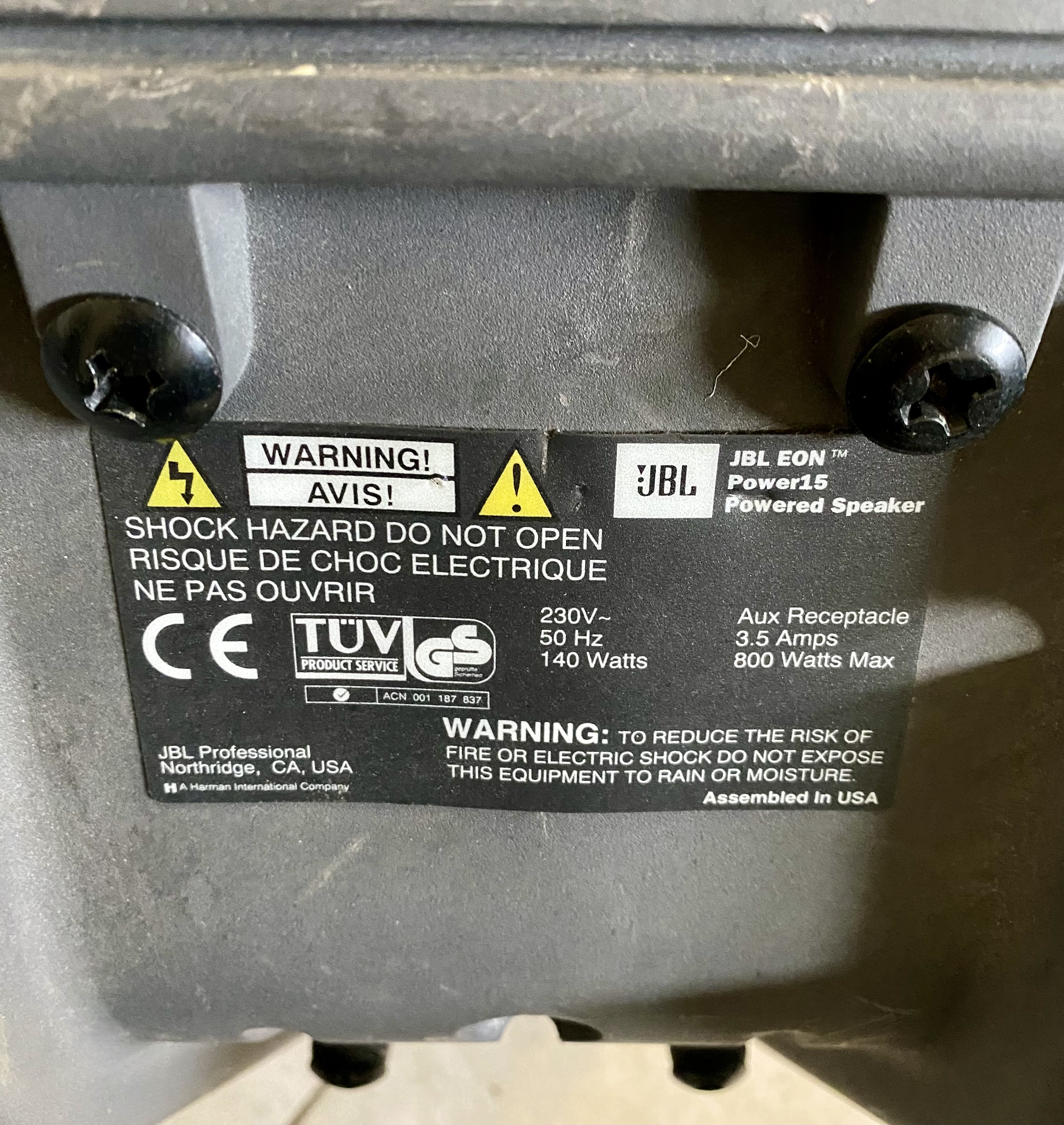 Vends deux JBL EON Power 15