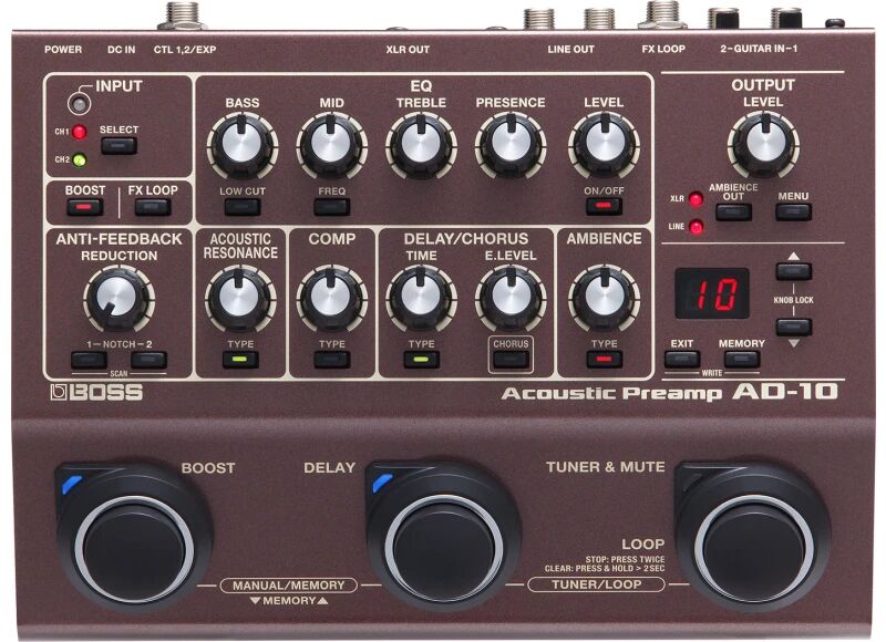 Vend BOSS AD-10 Multi-effets pour guitare acoustique Neuf.