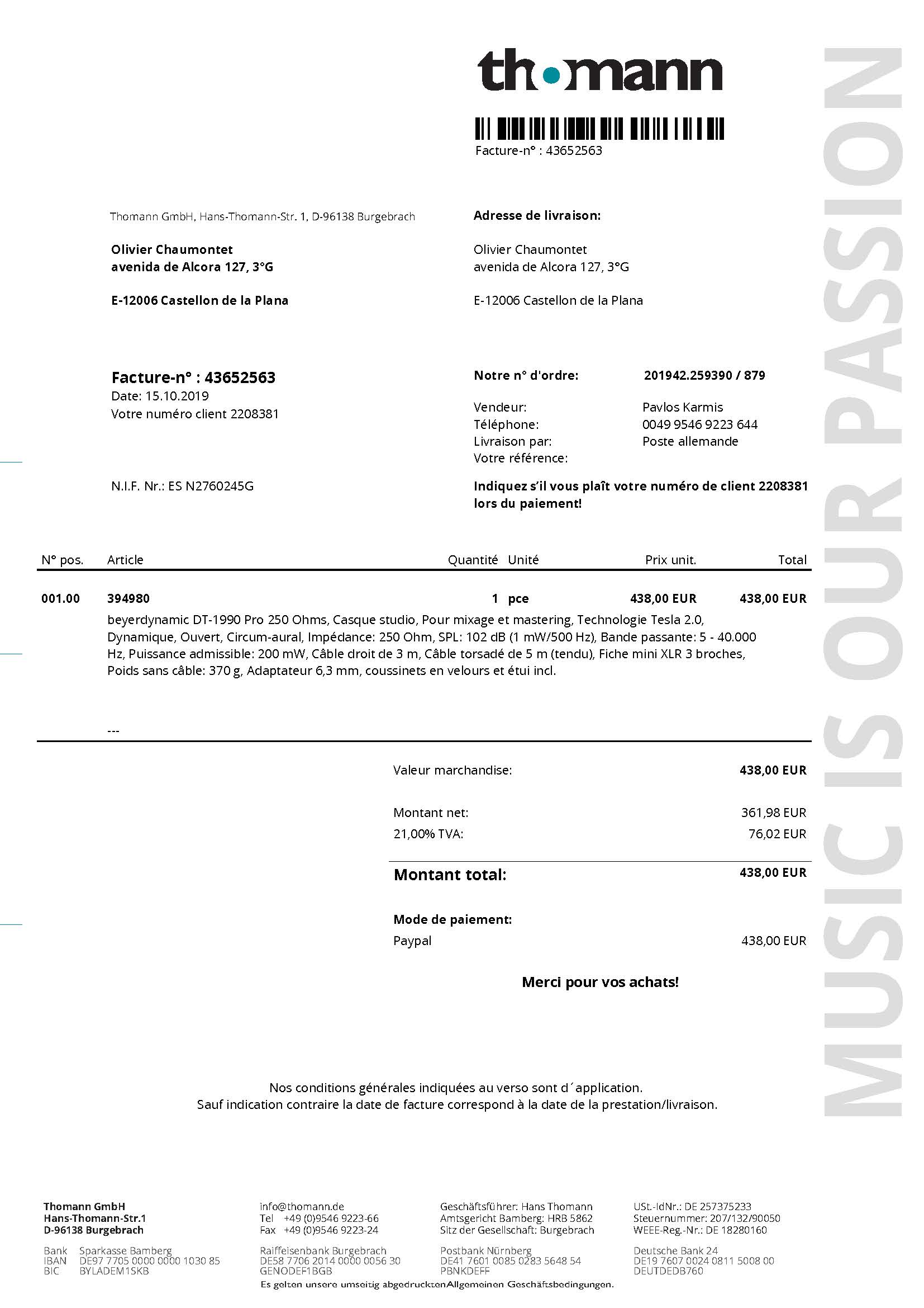 Je vends Casque ouvert Beyerdynamic DT-1990 Pro 250 Ohms