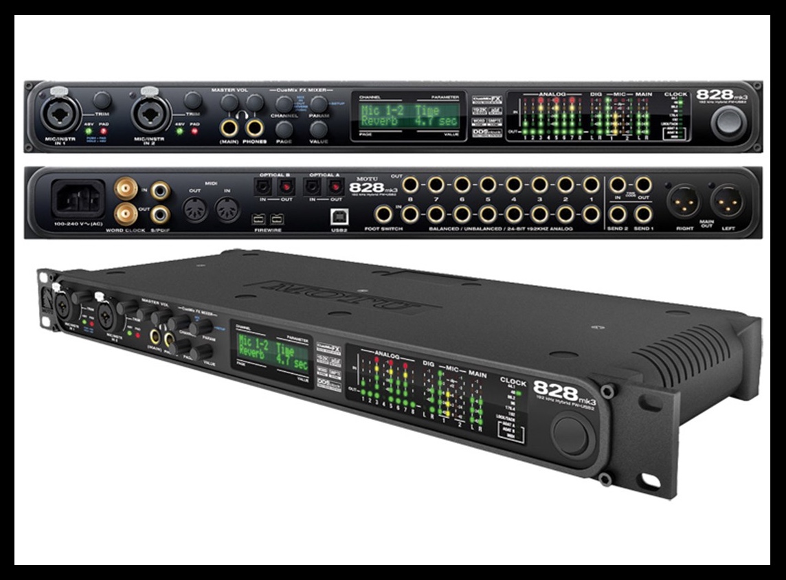 Vends carte son MOTU 828 MK3 HYBRID (USB / Firewire 800)