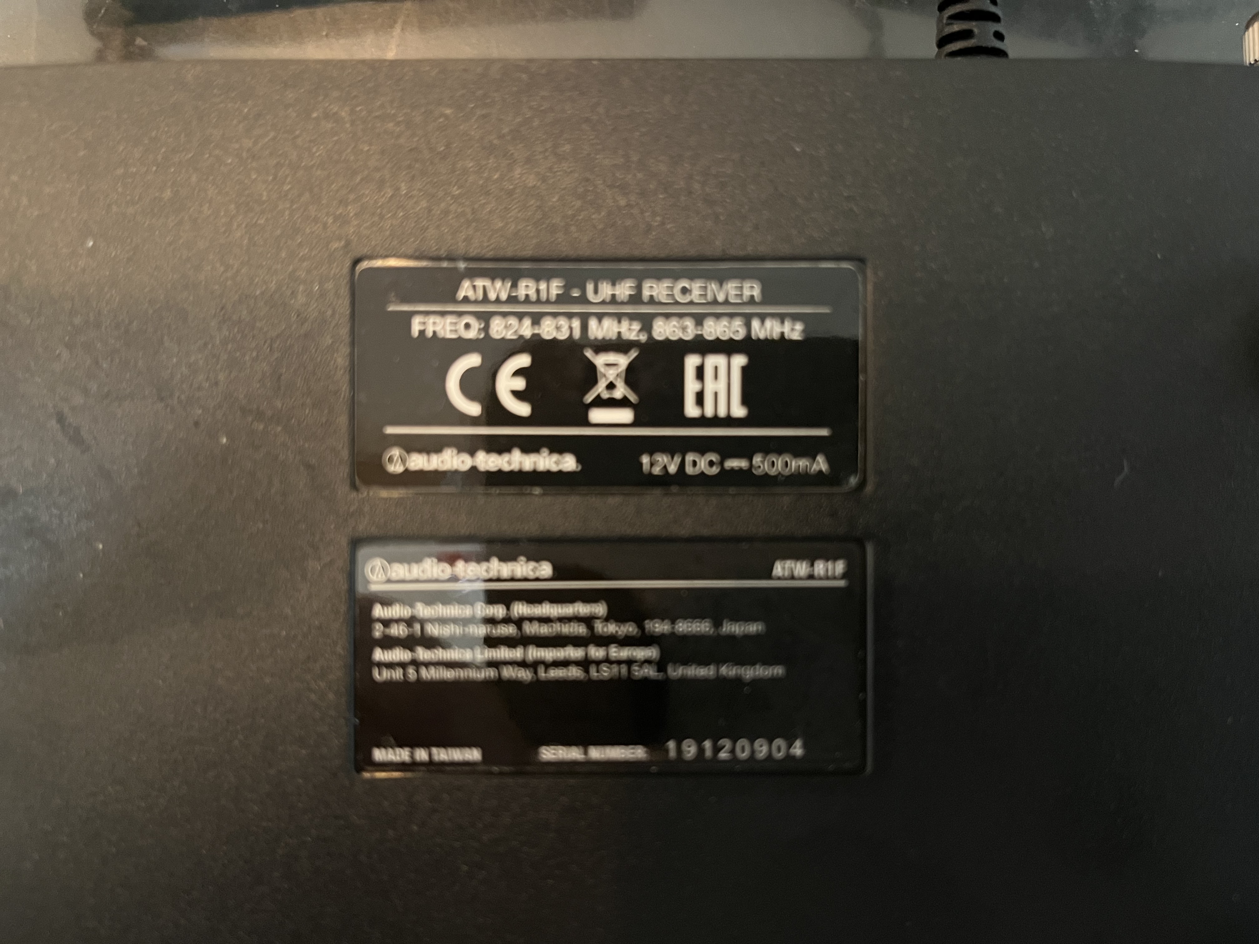 Dessous récepteur ATW R1F