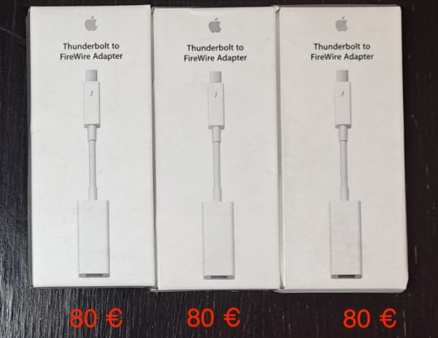 Vends 3 câbles Apple Thunderbolt 2 vers Firewire 800, neuf dans emballage réf A1463. 80 €/pièce