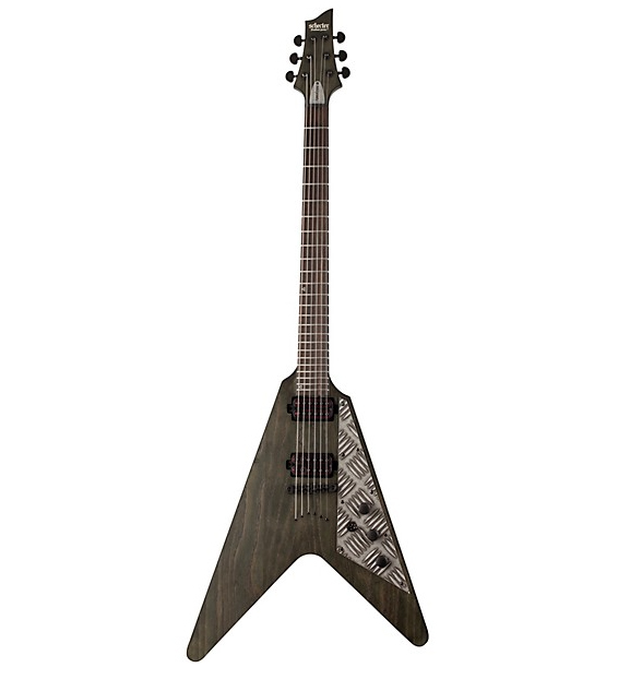 Vends Guitare Schecter V-1 Apocalypse Flying V gris rouillé