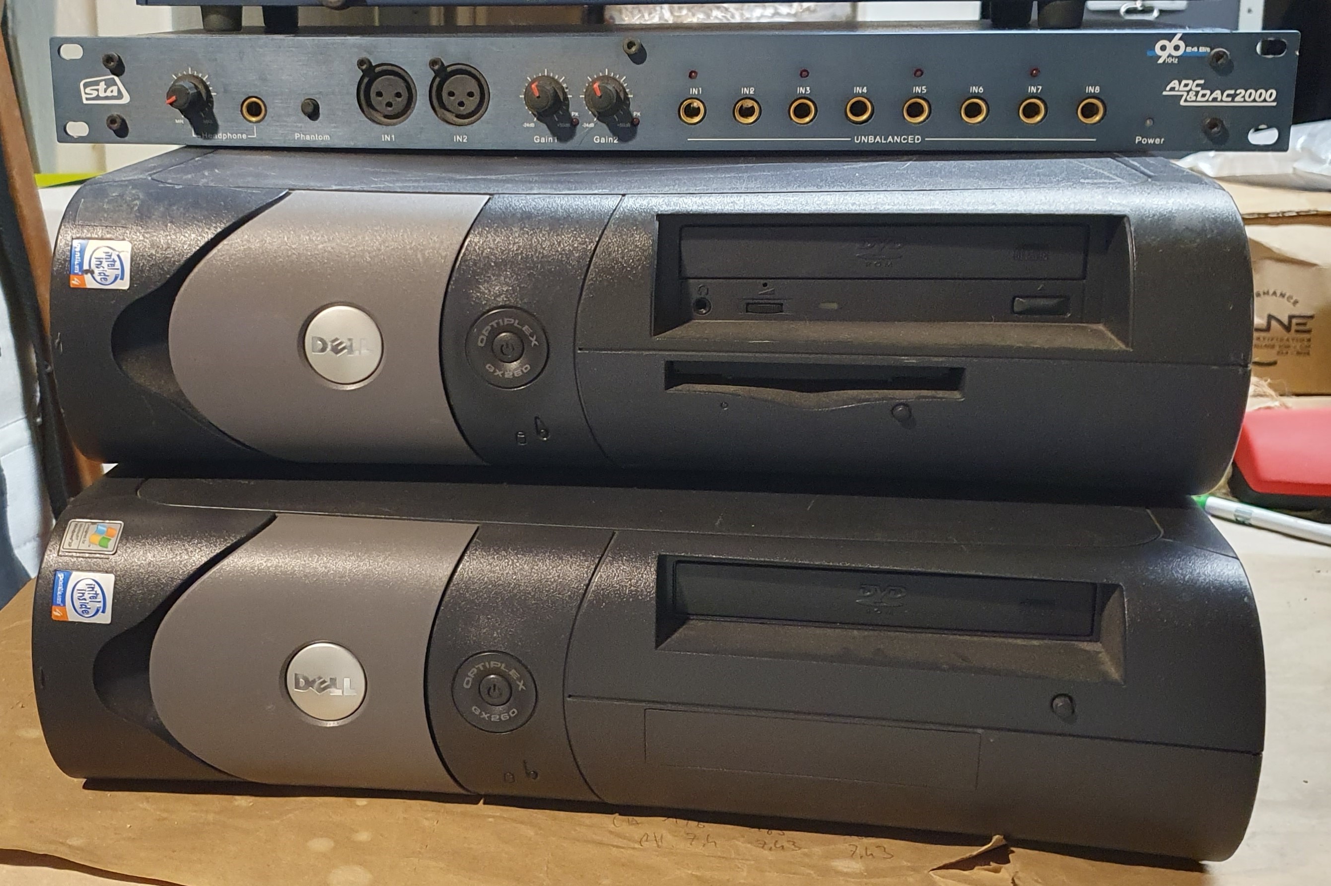 Carte son externe Hoontech DSP24 en Rack avec PC en Windows XP