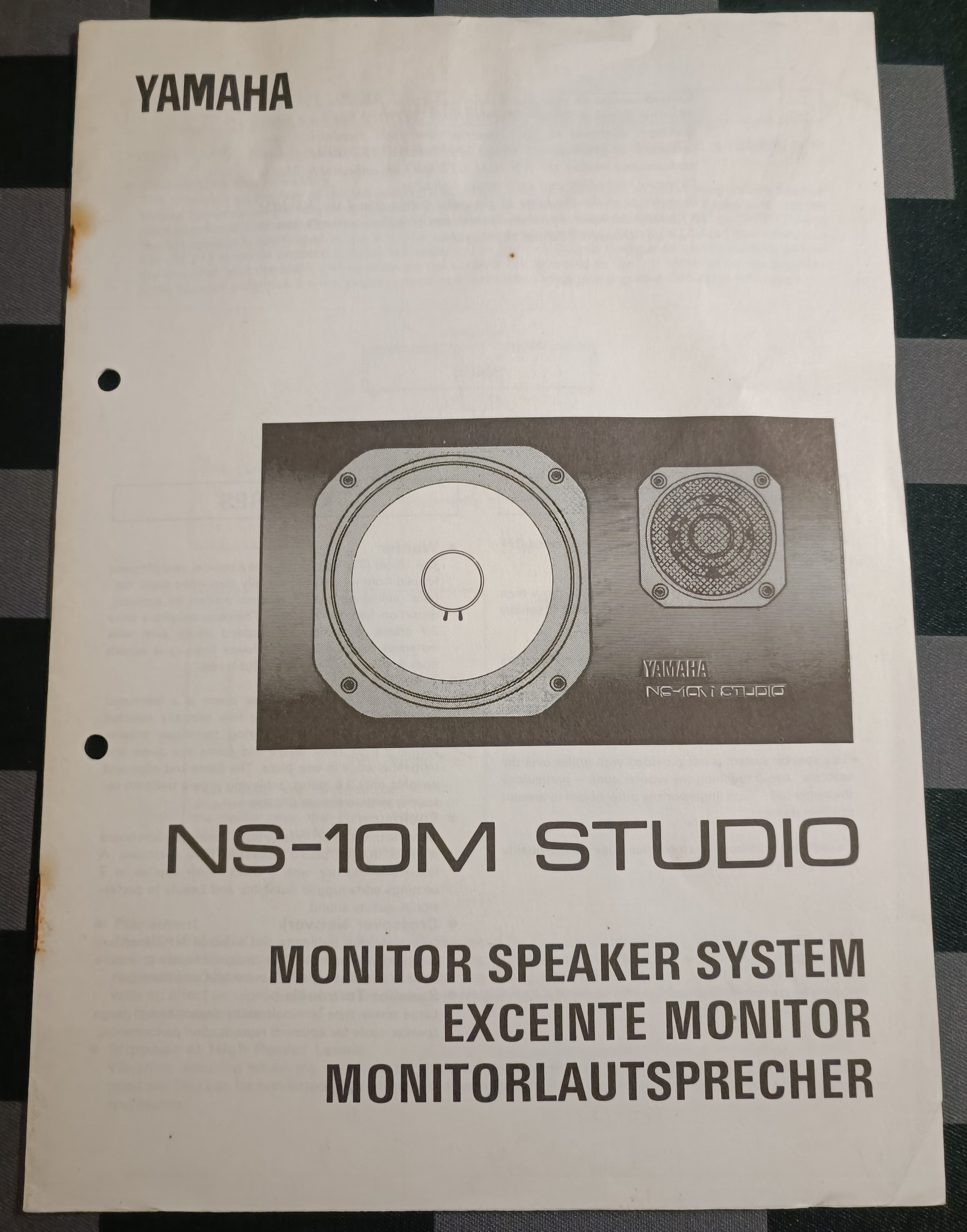Vends mode emploi YAMAHA NS-10M
