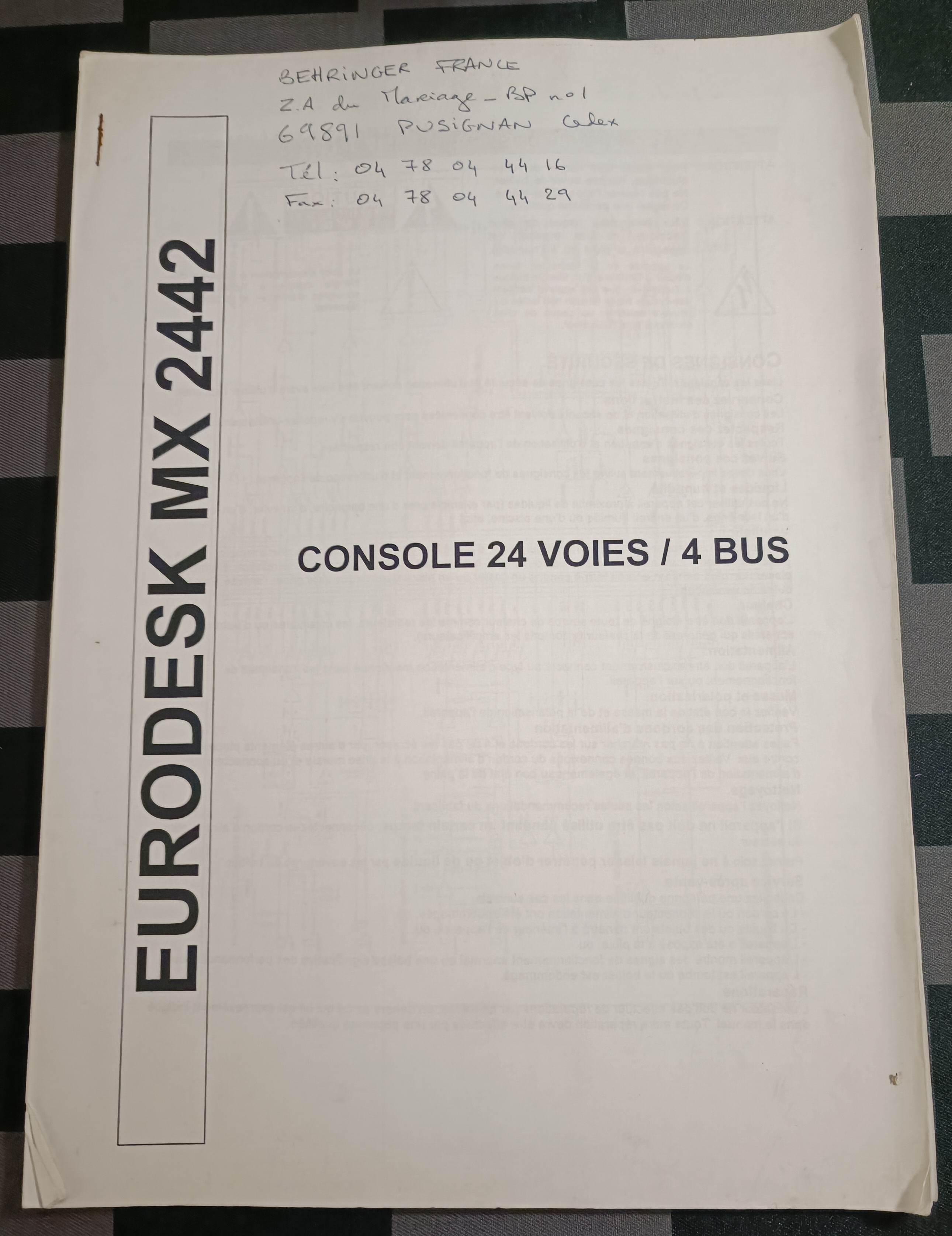 VENDS MODE D'EMPLOI EURODESK MX2442