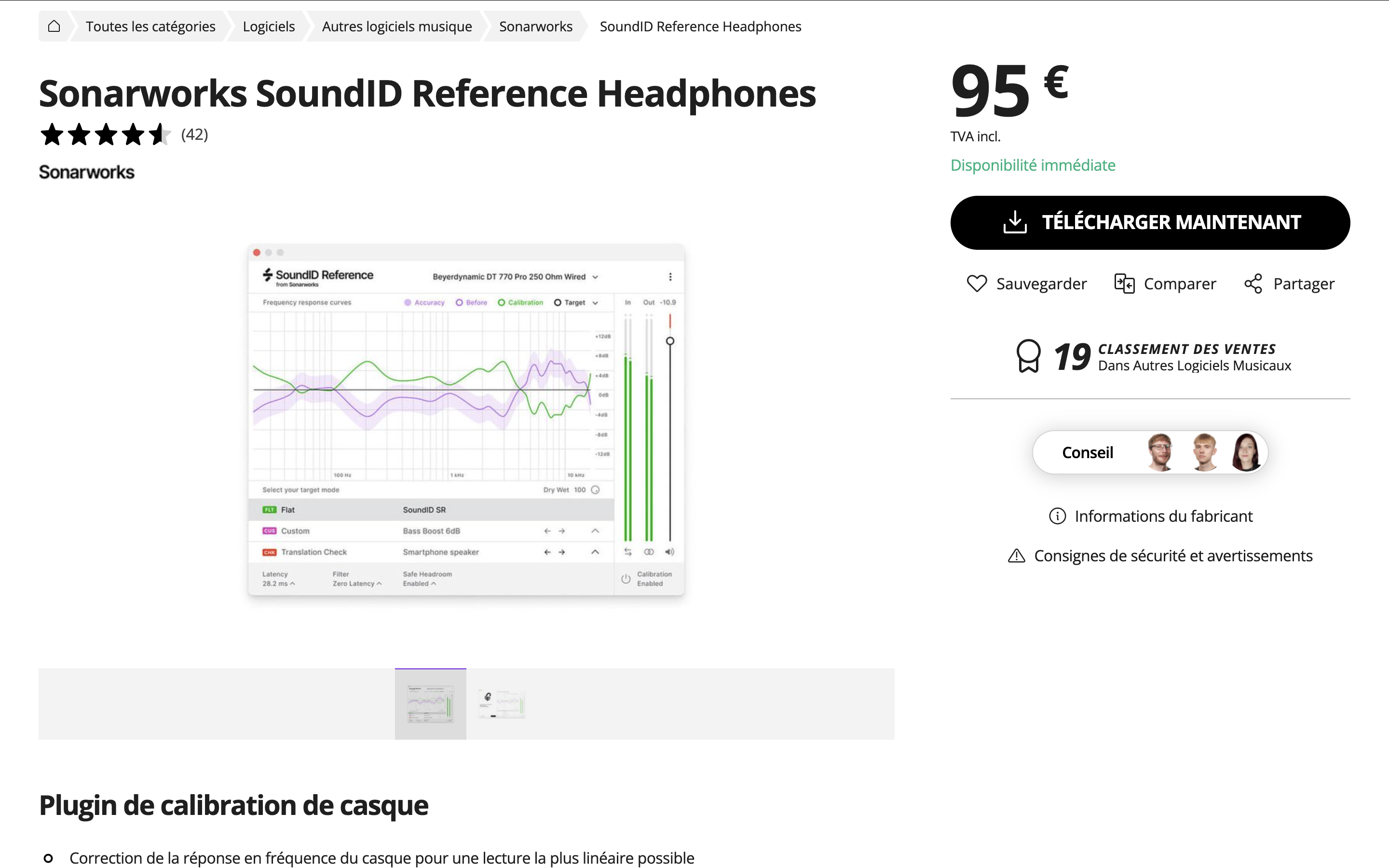 Vend licence Sonarwork pour Écouteurs