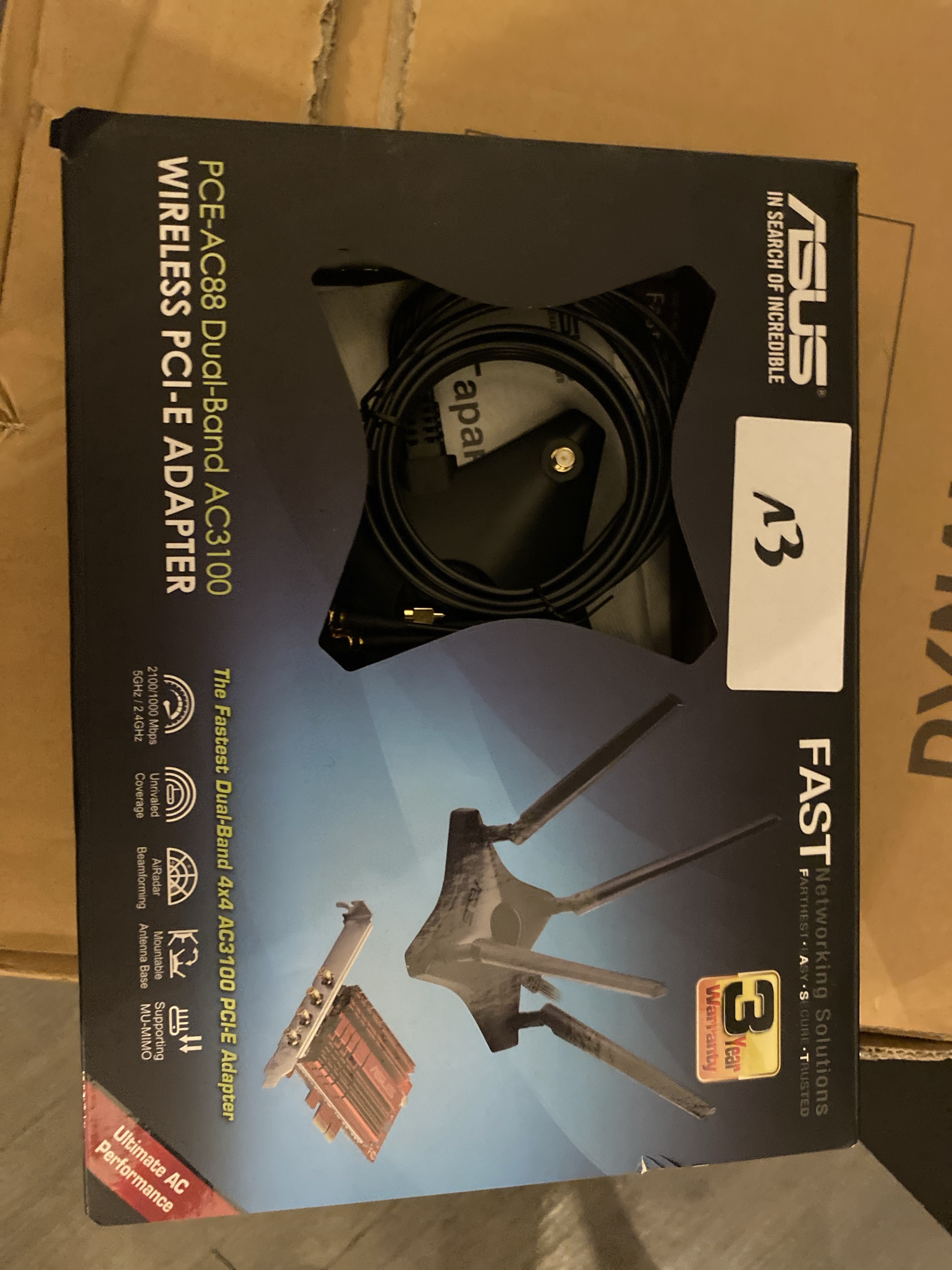 Carte réseau Wi-Fi PCI-E ASUS PCE-AC88 Dual-Band AC3100 – Wireless PCI-Express Adapter