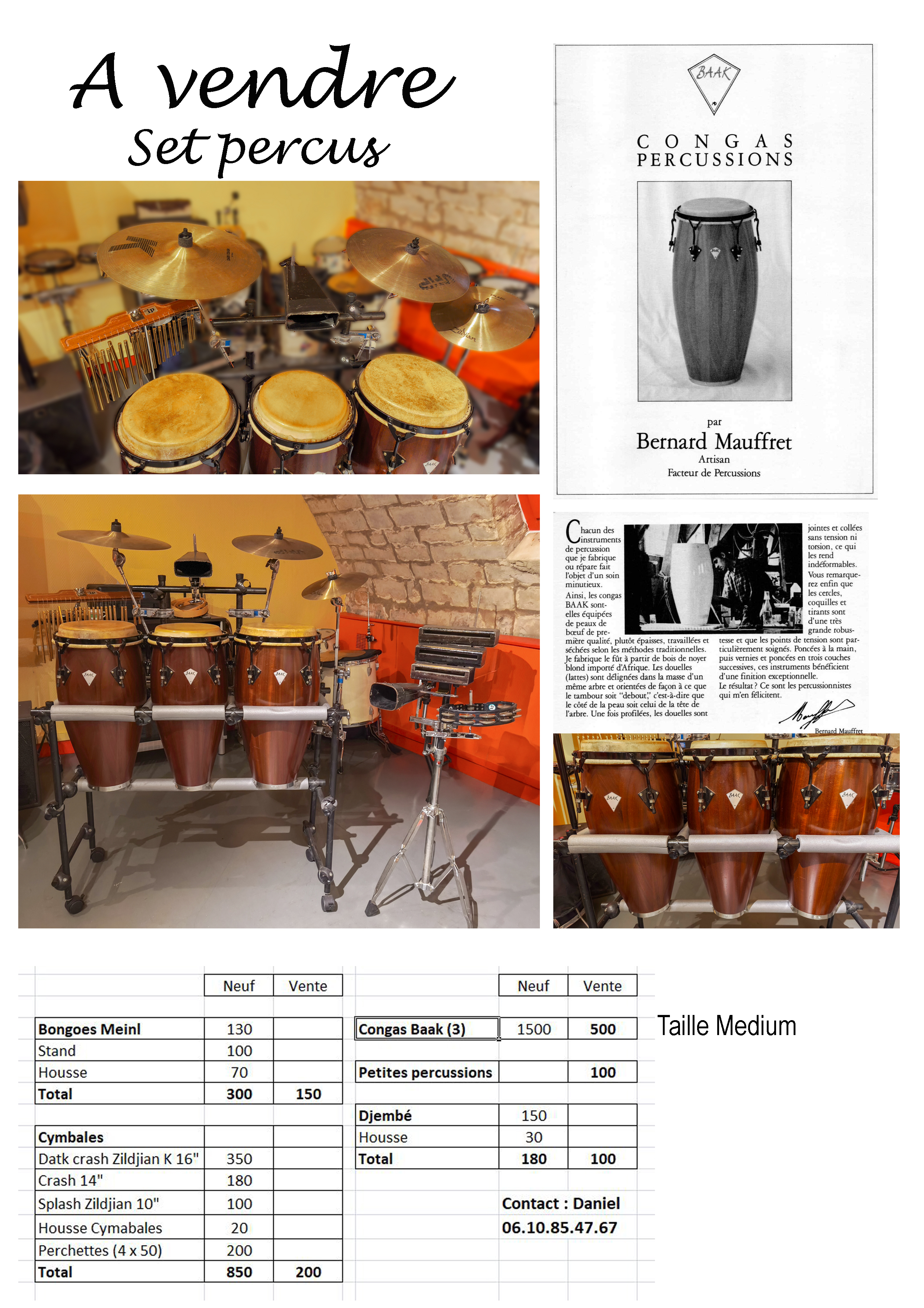 Vends set percus Baak