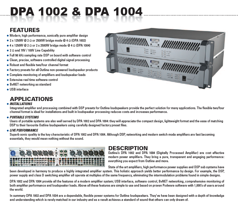 Description Outline ampli DPA 1002