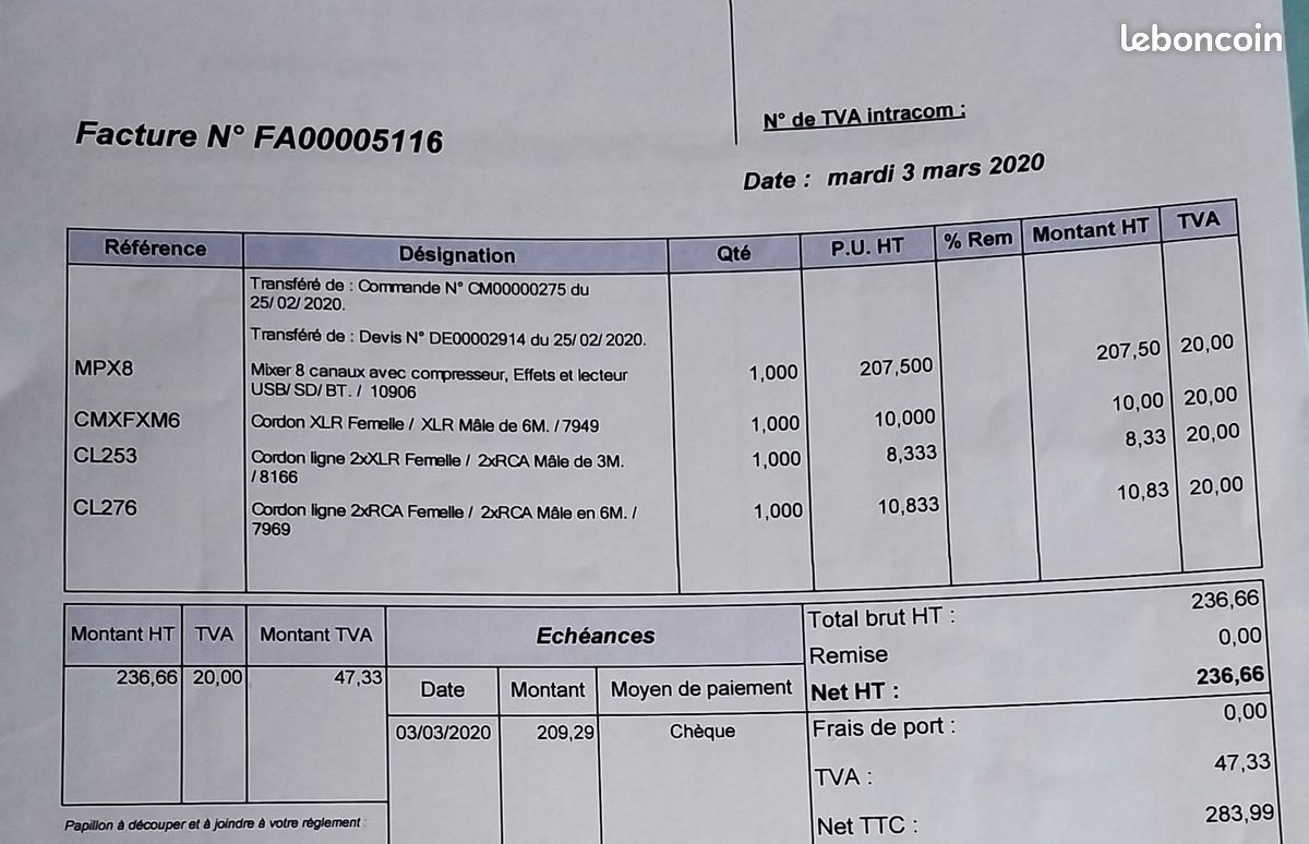 Vends Console Son MPX 8 canaux servis 3 fois