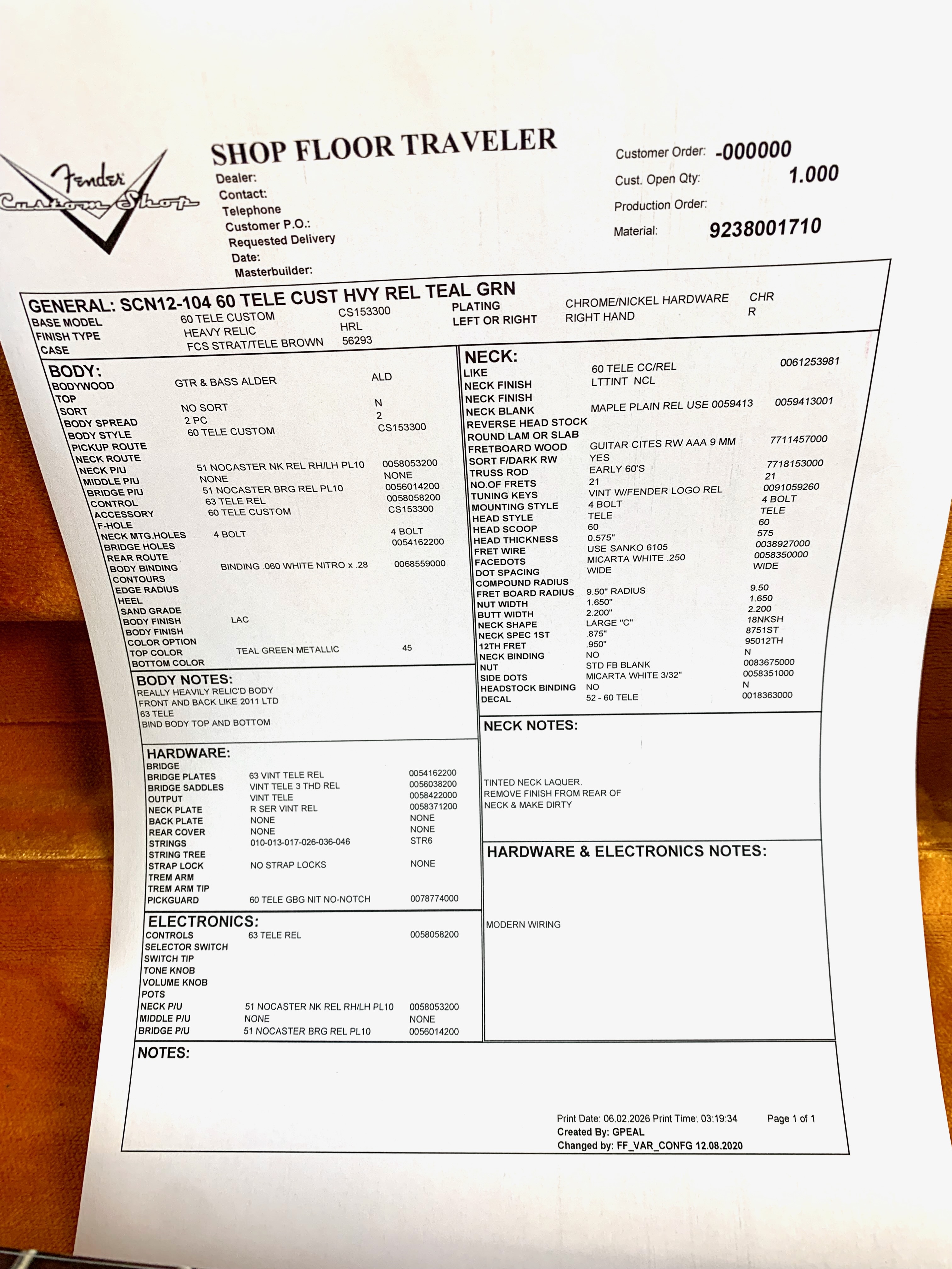 Fender Custom Shop '60 Relic Telecaster (36018)