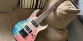 Ibanez RG8 Evertune modifiée (Custom Top, Micros Lundgren M8...)