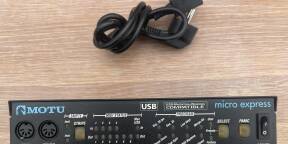 Vends interface Midi MOTU Micro Express USB + câble d'alimentation