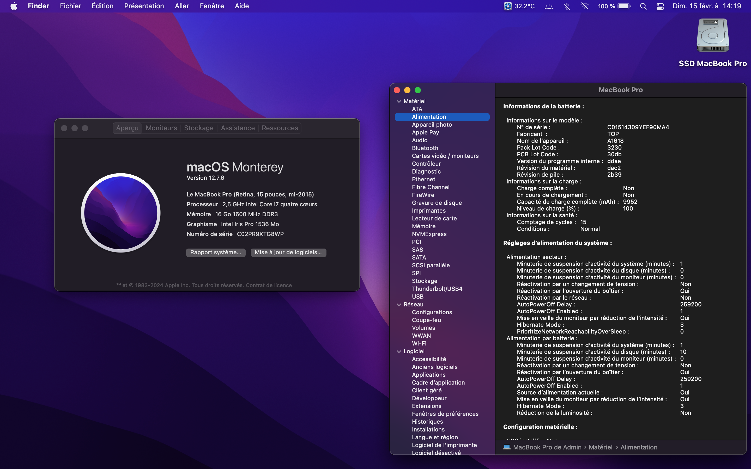 MacBook Pro Retina Mid 2015 I7 Quad 2.5GHz 15 Pouces + Accessoires