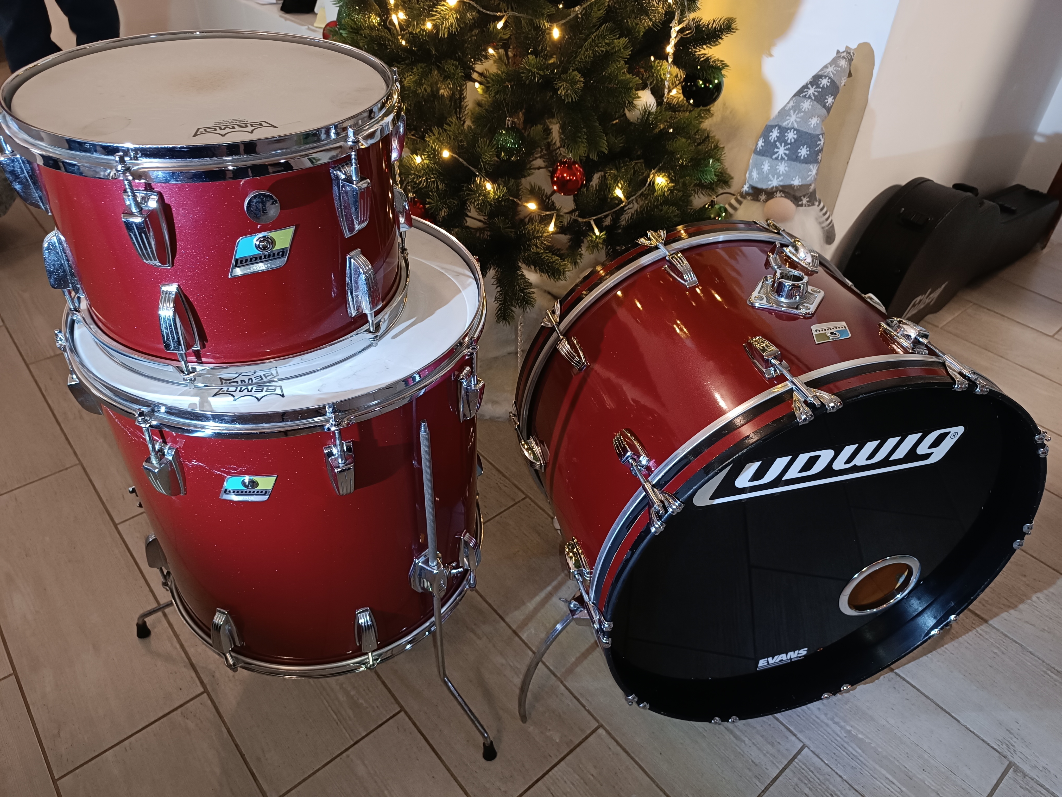 Batterie Ludwig vintage 3 plis 1976 22, 12, 16